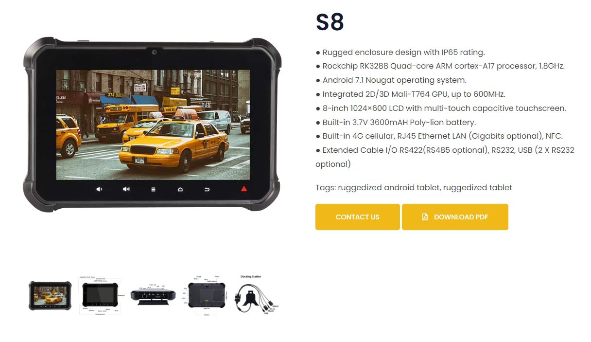 S8 Rugged Android Tablet in the forklift field