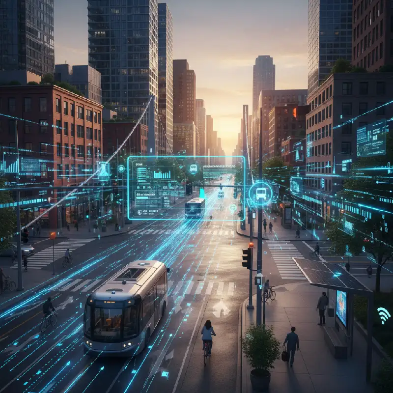 data layers and sensors integrated into a city's transportation network.